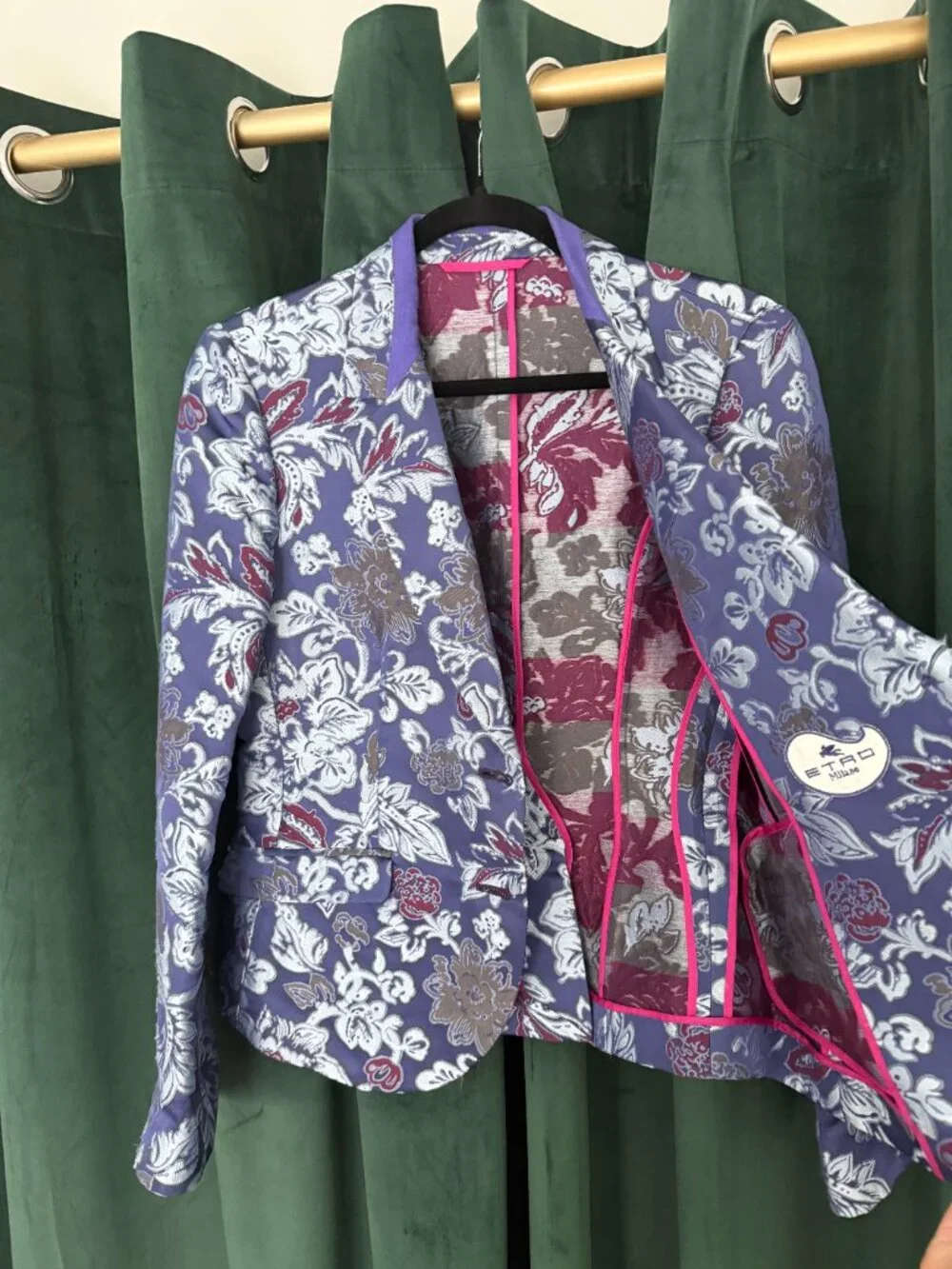 SOLD - ETRO Milano Floral Jacquard Blazer Purple Paisley Jacket IT 46 (US M/L) - Picture 5 of 11